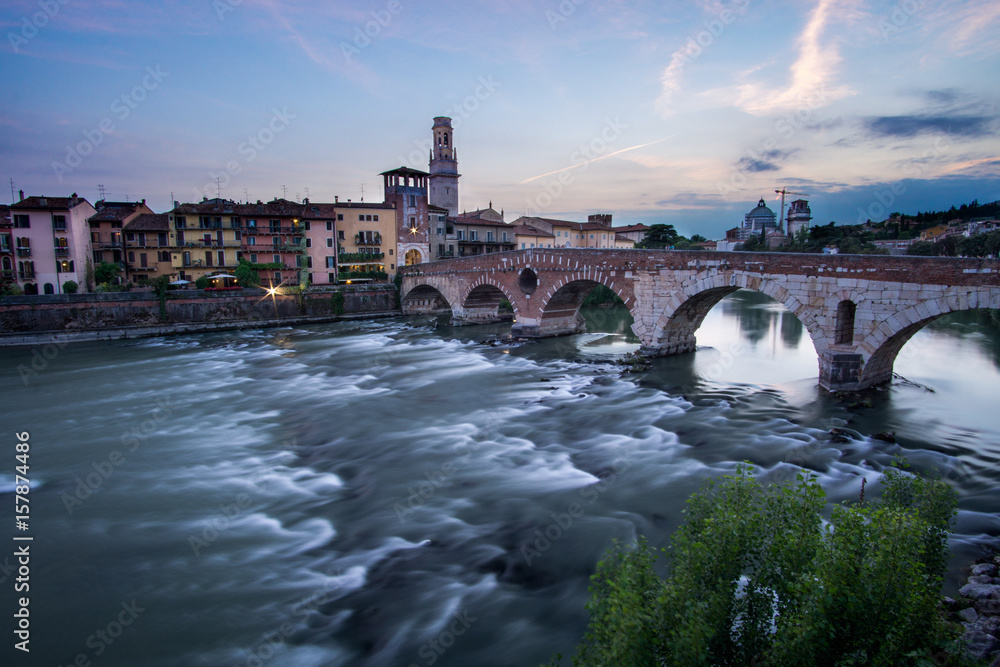 Verona bridge and Adige river