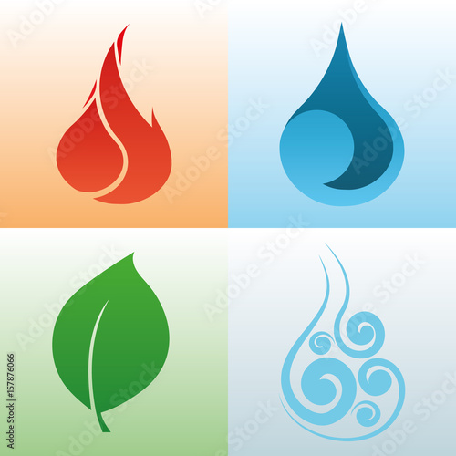 Illustration of four elements. Vector.