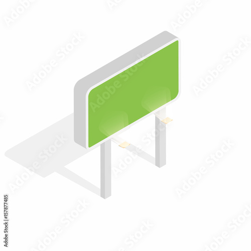 Isometric billboard with lights isolated on white background. Blank billboard, advertising concept