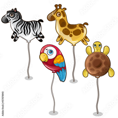 Balloon in form of zebra, giraffe, parrot, turtles