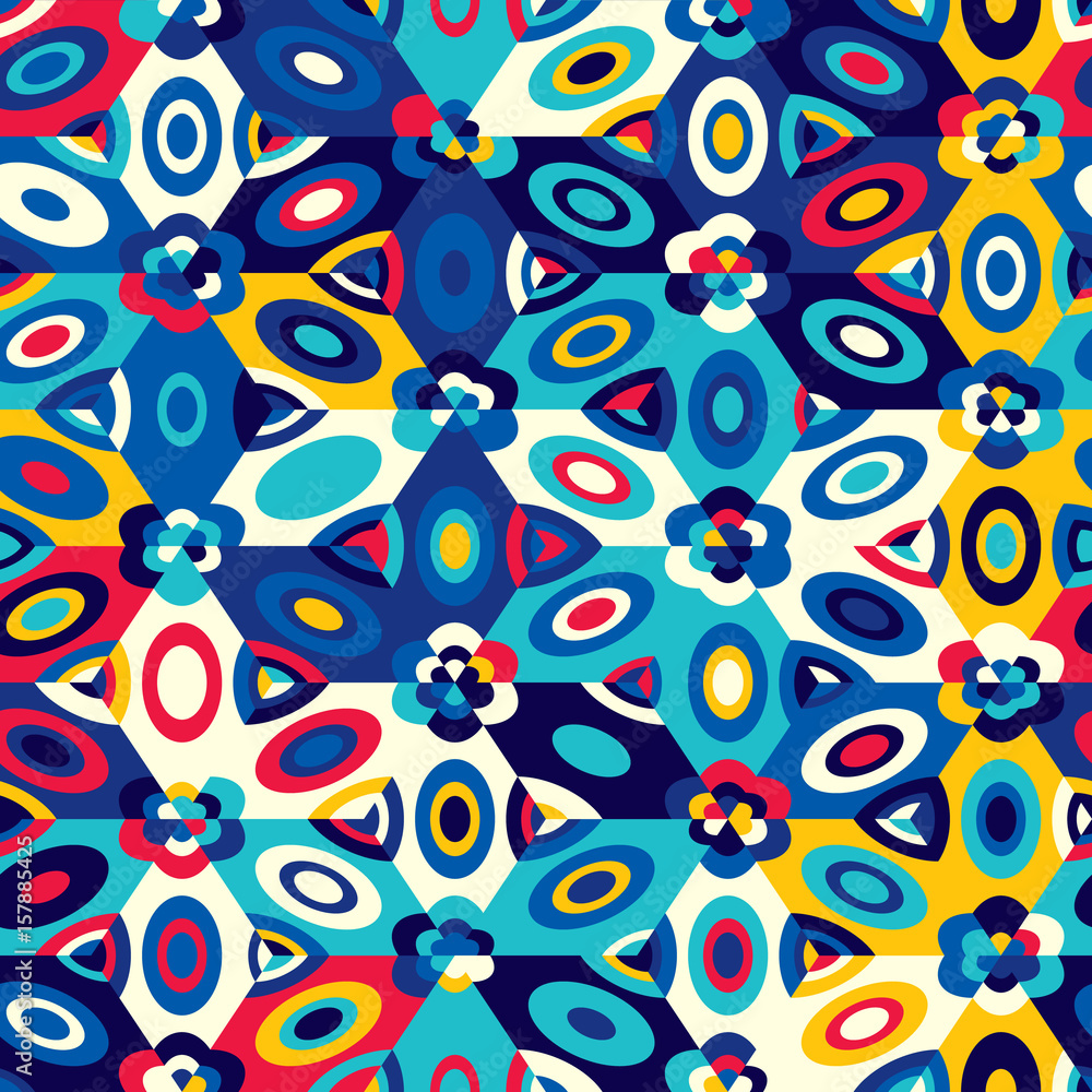 Abstract seamless pattern of bright chaotically arranged geometrical elements. Abstract seamless pattern of bright chaotically arranged geometrical elements.