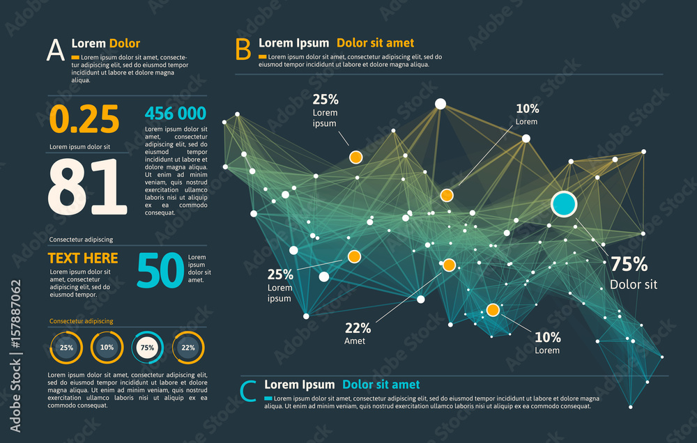 Futuristic infographic. Information aesthetic design. Complex data threads graphic visualization. Abstract data graph - obrazy, fototapety, plakaty 