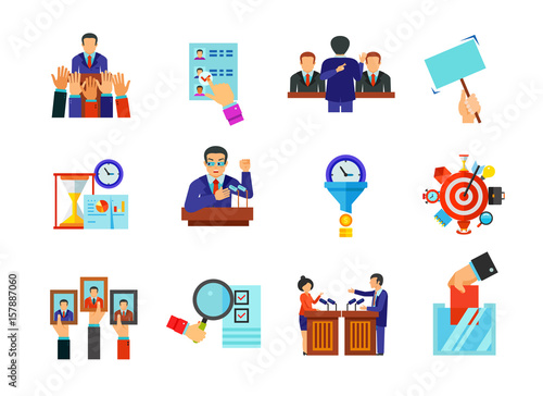 Elections and time management icon set