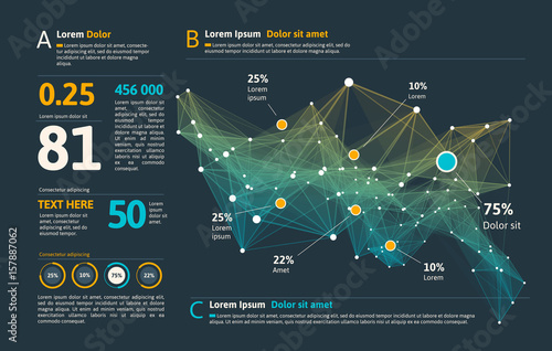 Futuristic infographic. Information aesthetic design. Complex data threads graphic visualization. Abstract data graph