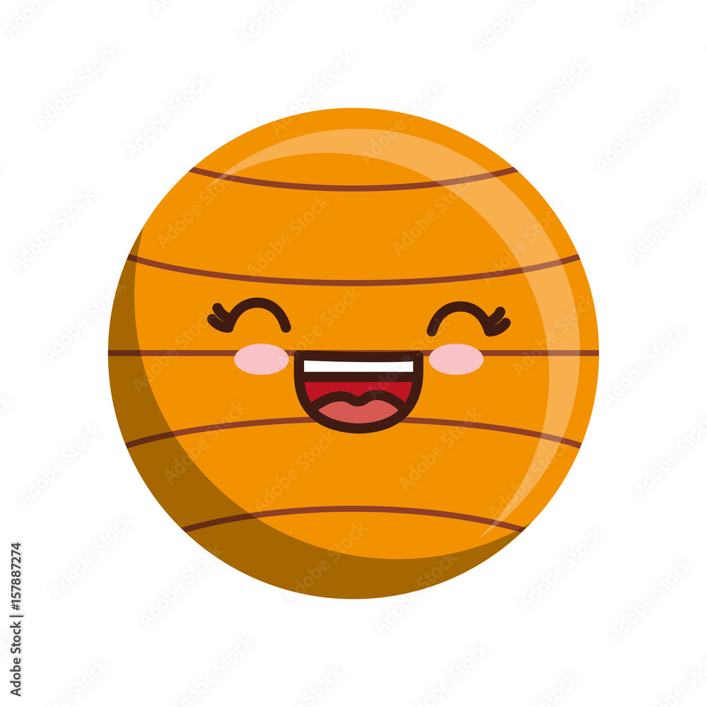 Fototapeta kawaii basketball ball icon over white background colorful design vector illustration