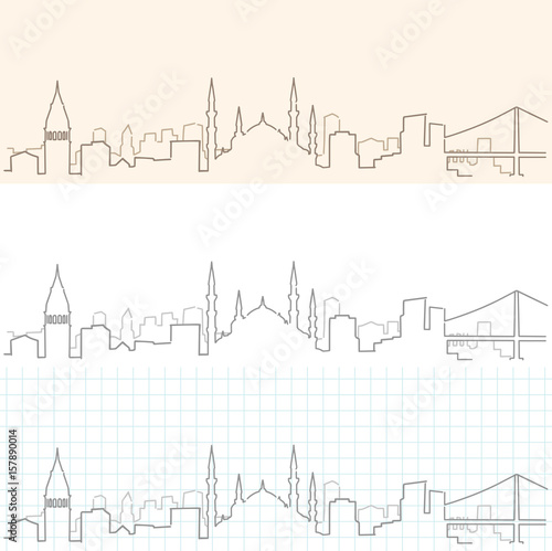 Istanbul Hand Drawn Skyline