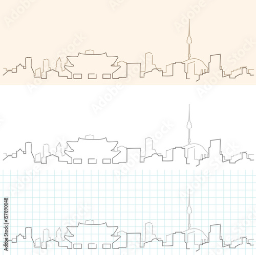 Seoul Hand Drawn Skyline