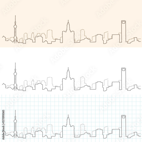 Photography Shanghai Hand Drawn Skyline