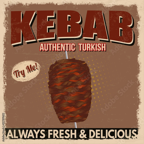 Kebab advertising poster in vintage style