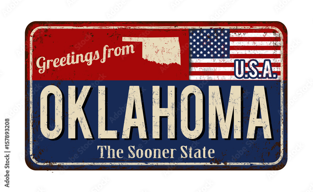 Greetings from Oklahoma vintage rusty metal sign