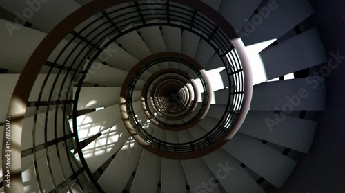 Round spiral staircase, loop and reverse