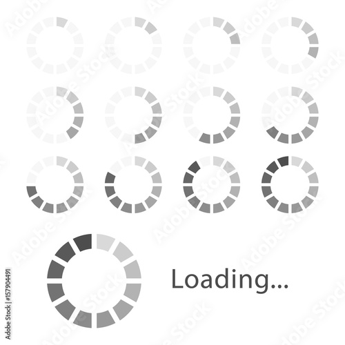 Circular loading sign, gray isolated on white background, vector illustration.