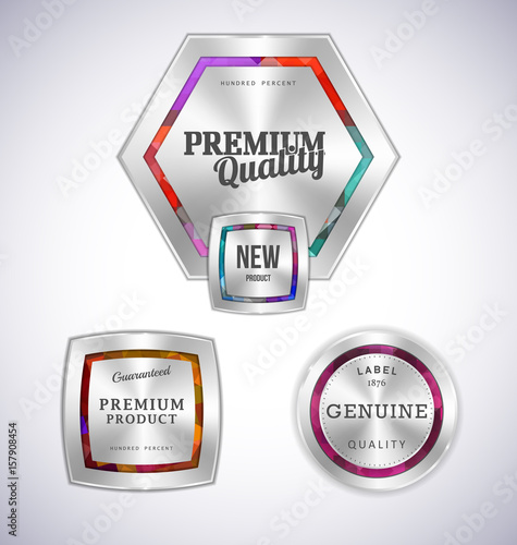 Set mosaic metal label shopping vector 