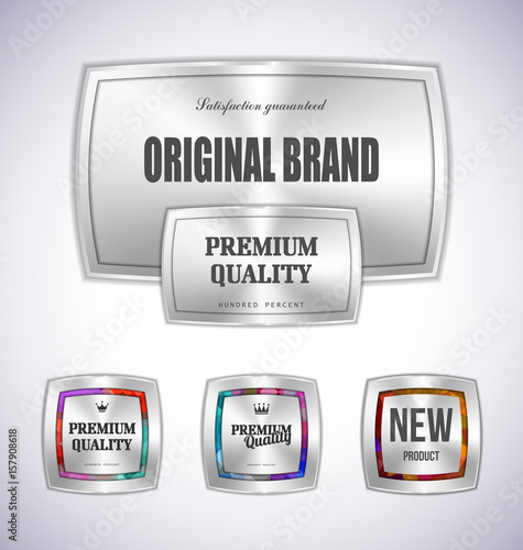 Set mosaic metal label shopping vector 