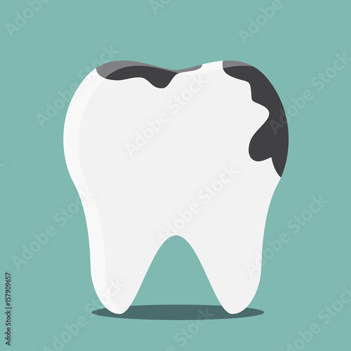Tooth with spot caries - vector illustration