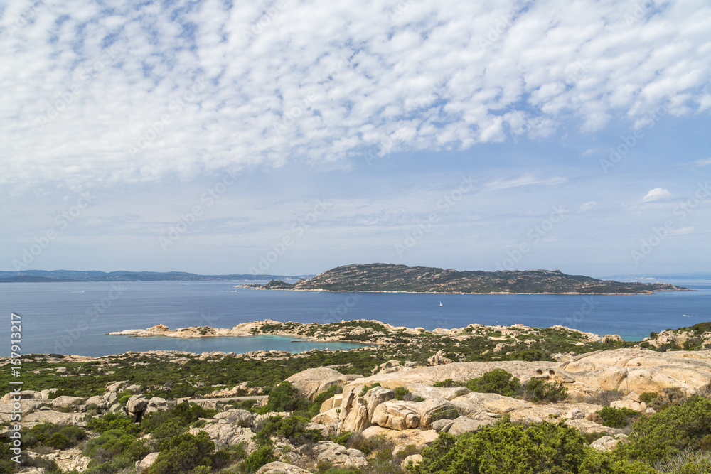 View of the blue sea of Caprera La Maddalena Island Sardinia Italy Europe