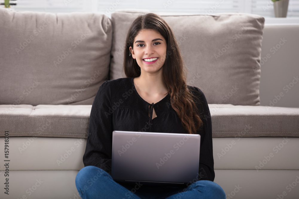 Smiling Woman With Laptop Smiling Woman With Laptop