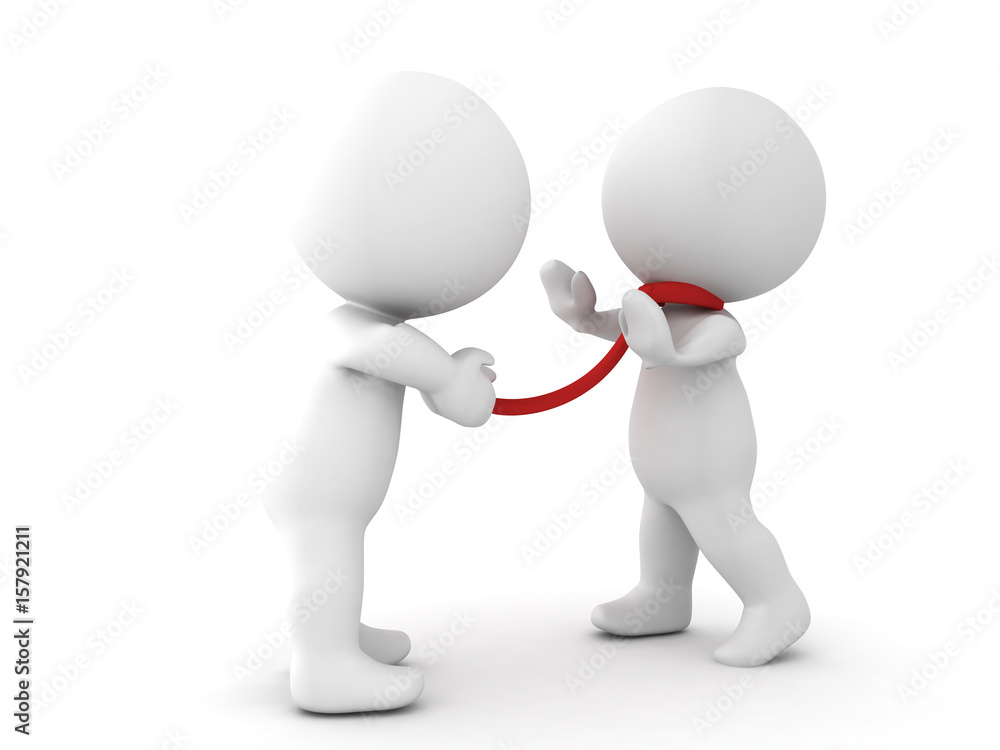 3D Character grabbing another character by the tie 3D Character grabbing another character by the tie