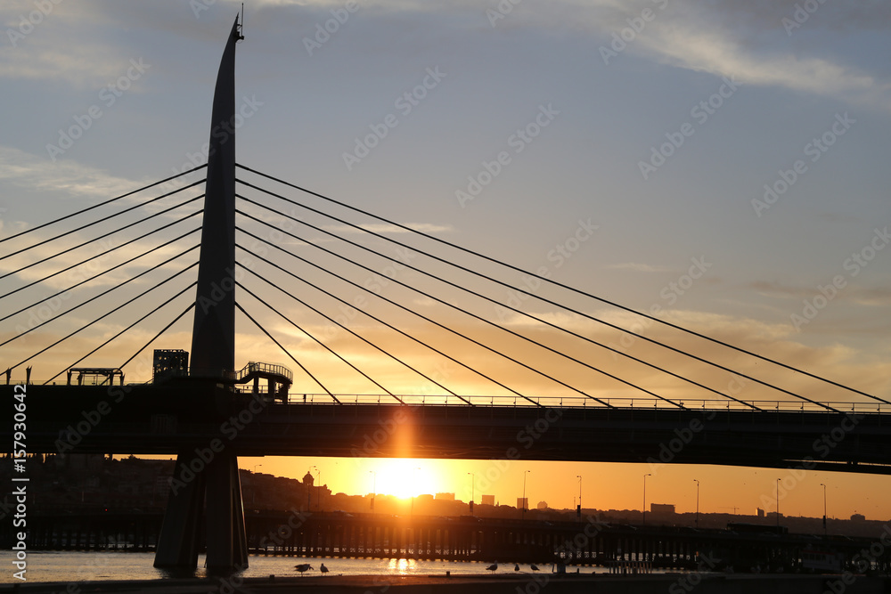 Fototapeta premium Golden Horn Metro Bridge in Istanbul, Turkey