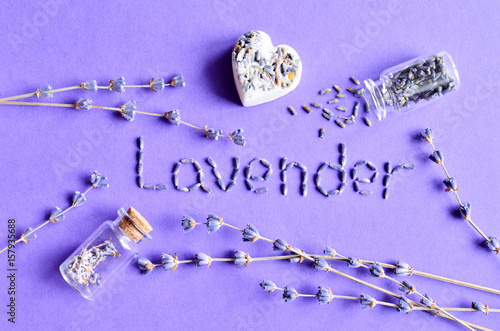 Dry lavender flowers collage