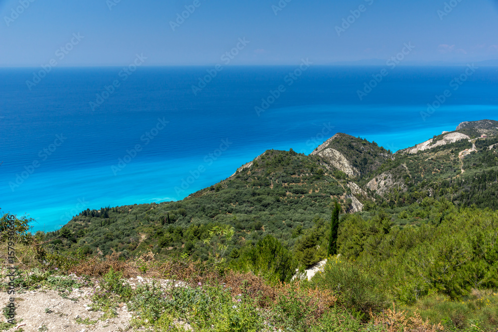 Amazing landscape with blue waters, Lefkada, Ionian Islands, Greece