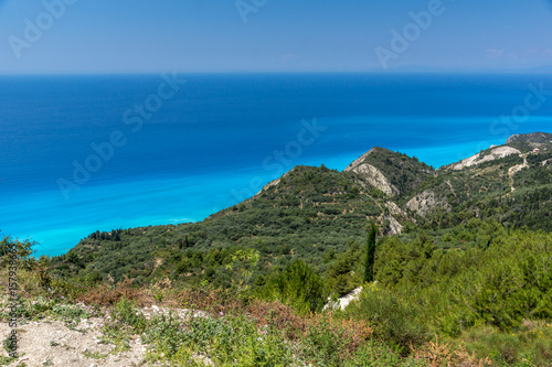 Amazing landscape with blue waters, Lefkada, Ionian Islands, Greece