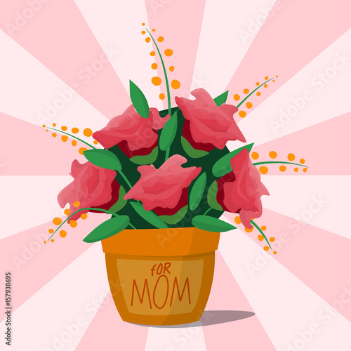 Flower pot botanical natural blossom flora beautiful bloom decoration vector ...