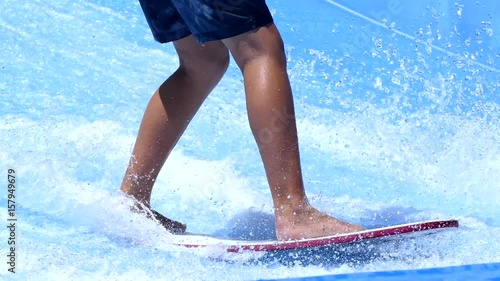 Flowboarding action on the surf machine extreme sports
 photo