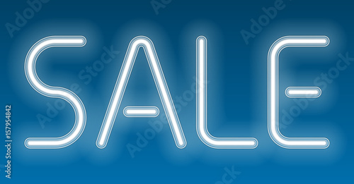 Neon light sale message sign. Neon tube sign with glow effect. Vector illustration