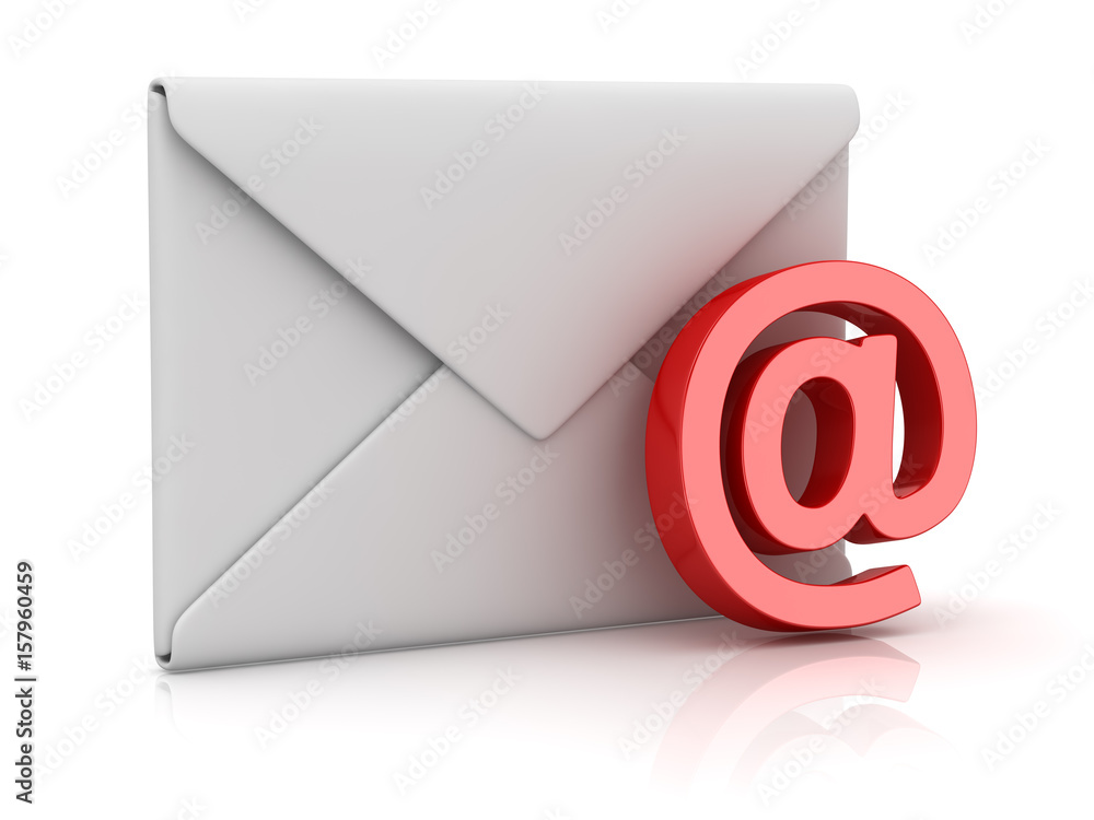 White Envelope and Red At Symbol White Envelope and Red At Symbol