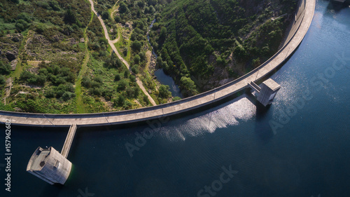 Fotografering Top view of the dam of Vilarinho da Furna on Rio Homem, Portugal