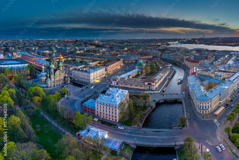 Fototapeta premium Peterburg. River Moika. The Church of the Savior on Blood. The Field of Mars.