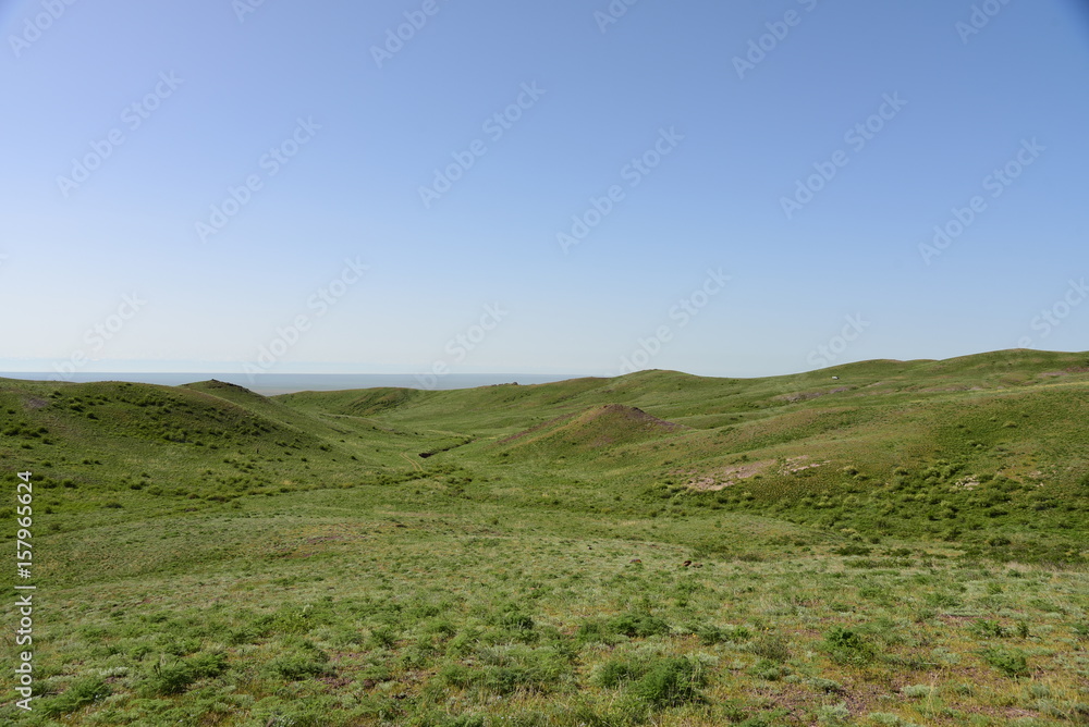 Spring steppen landscape in Kazakhstan