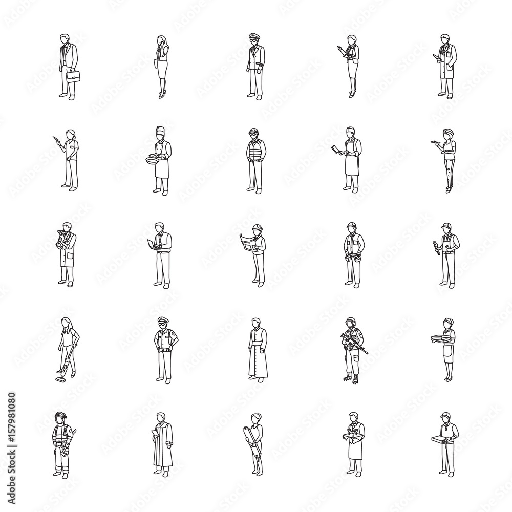 Occupations II outlines vector icons Occupations II outlines vector icons