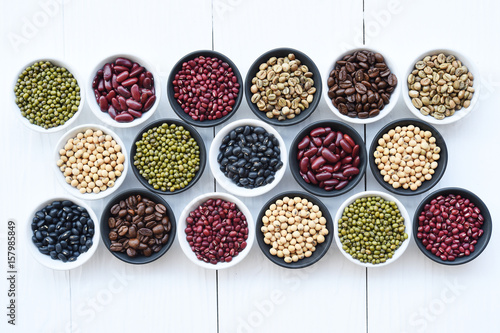 Different beans in bowl for background