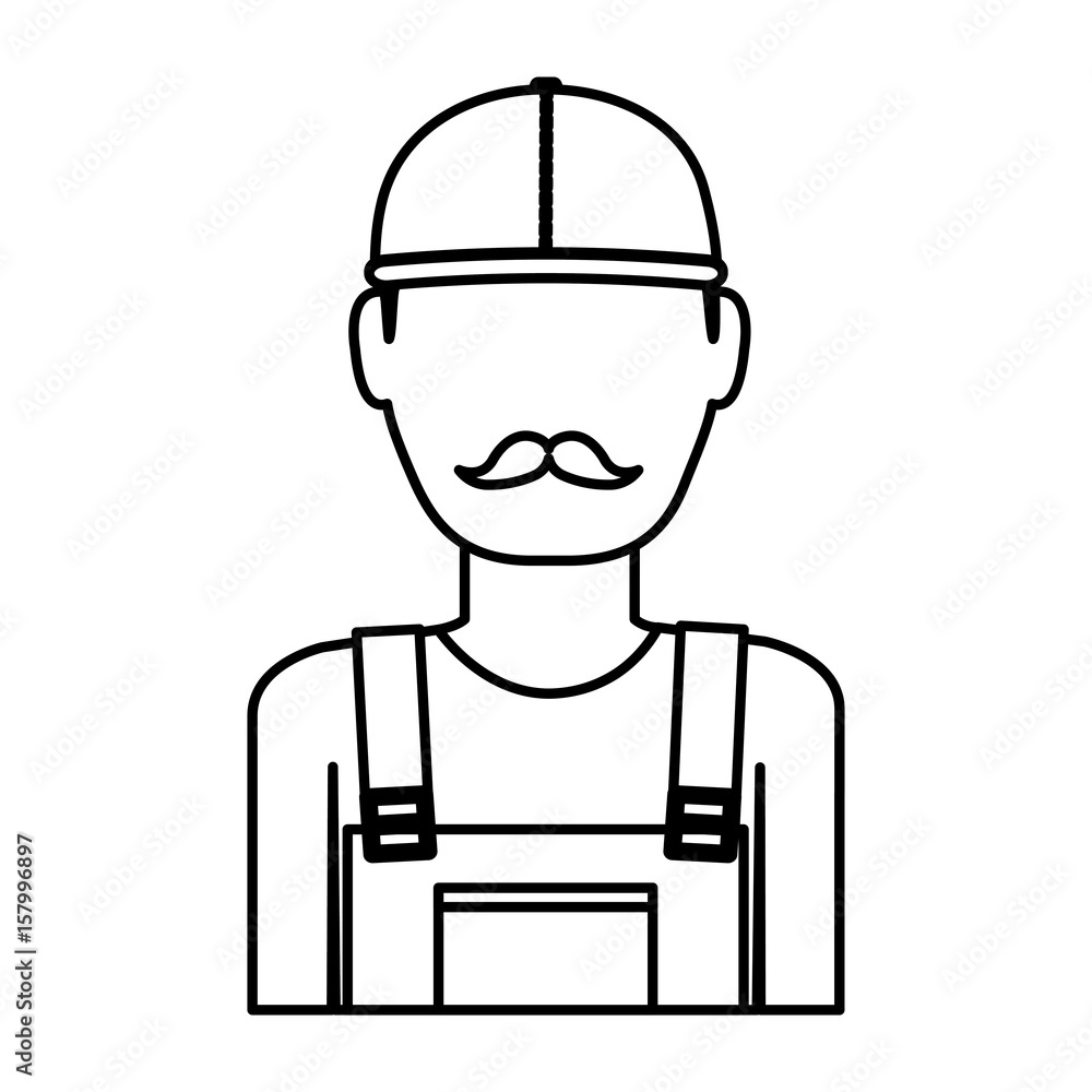construction worker with safety helmet icon over white background. vector illustration construction worker with safety helmet icon over white background. vector illustration