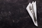 Vintage cutlery on dark background