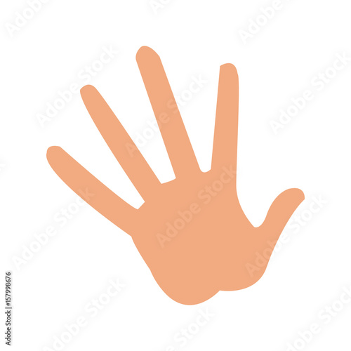 Cartoon hand showing the five fingers. Vector illustration isolated