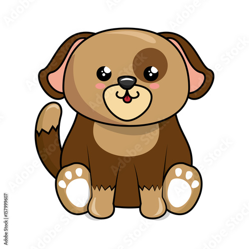 kawaii dog animal icon over white background. colorful design. vector illustration