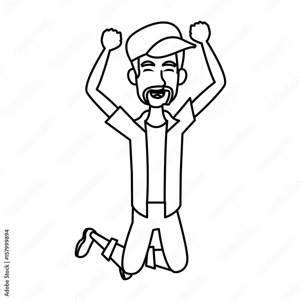 happy beard man enjoy travel vacation vector illustration happy beard man enjoy travel vacation vector illustration