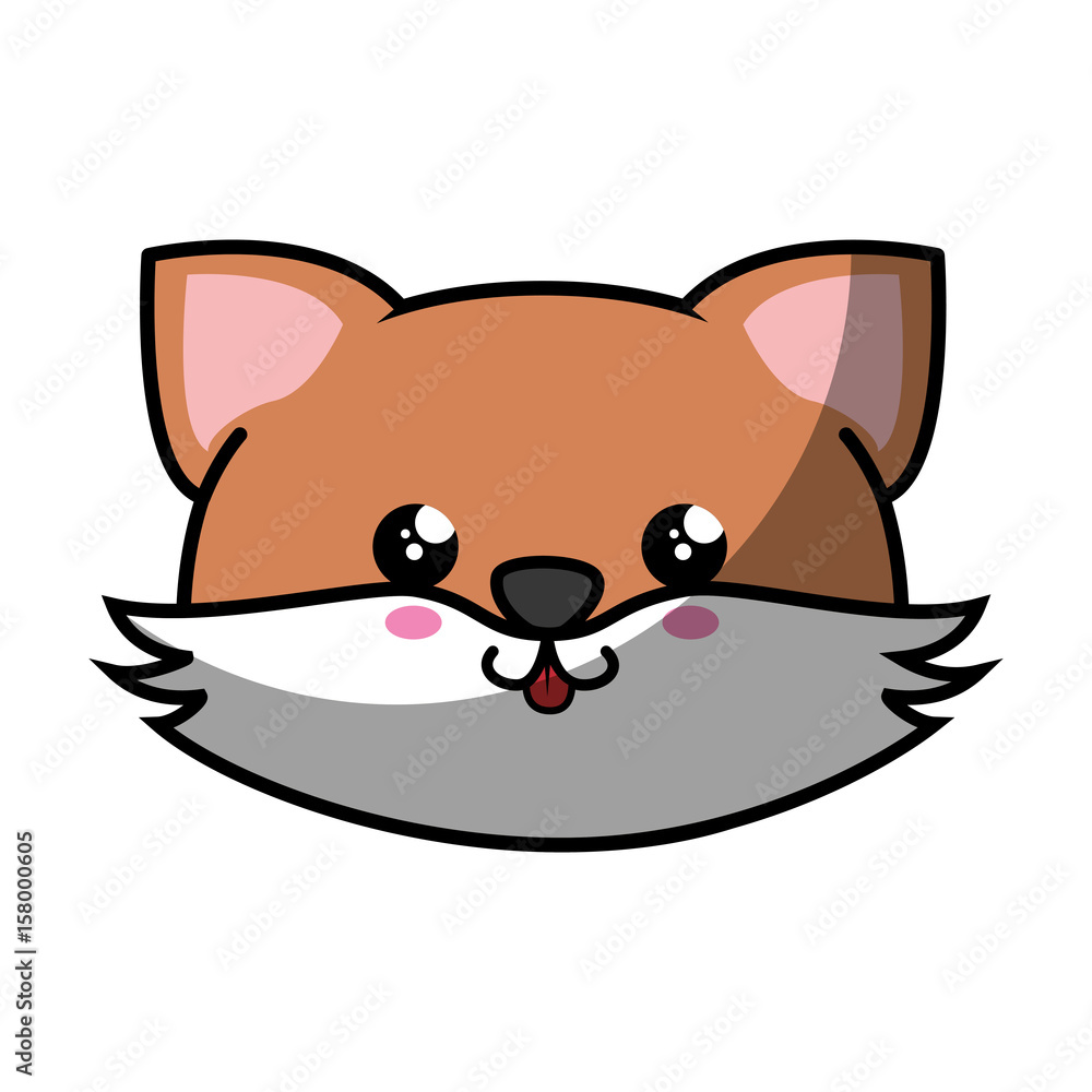 kawaii fox animal icon over white background. colorful design. vector illustration