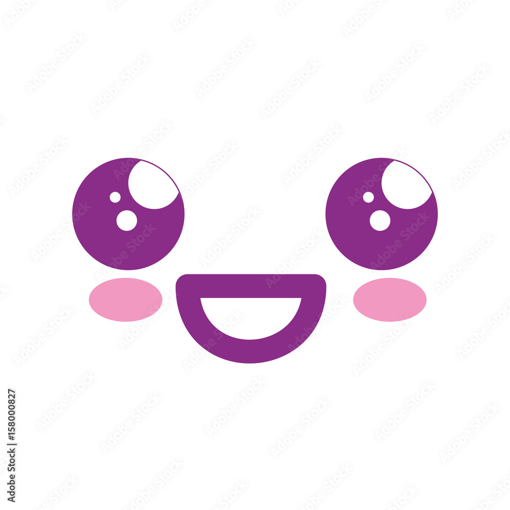 kawaii happy face icon over white background. vector illustration