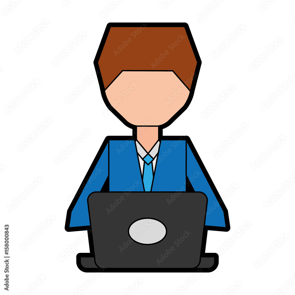 man pc faceless cartoon vector graphic design man pc faceless cartoon vector graphic design