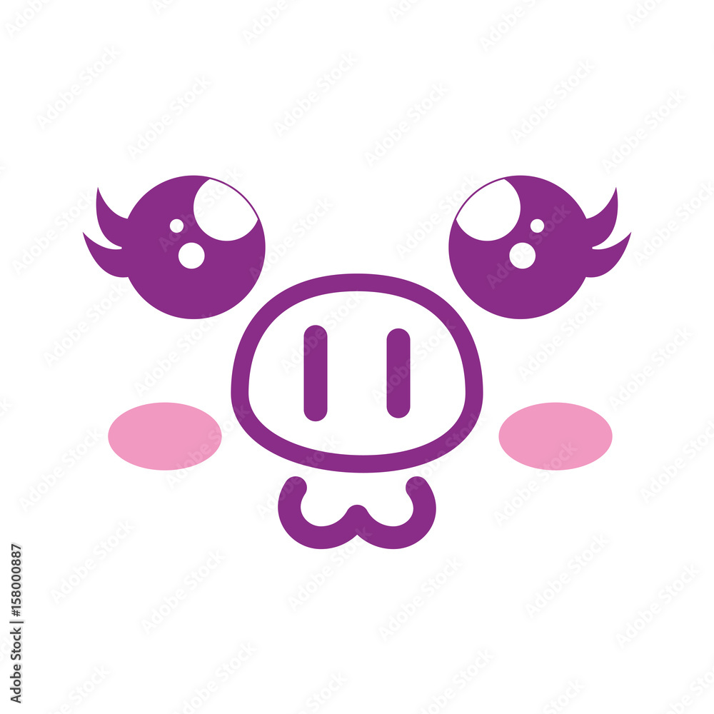 kawaii happy face with piggy nose icon over white background. vector illustration kawaii happy face with piggy nose icon over white background. vector illustration