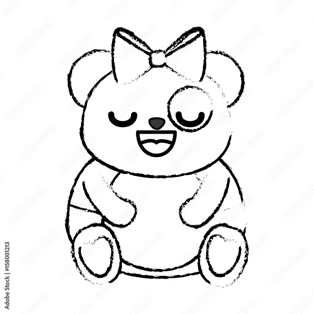 kawaii panda bear animal icon over white background. vector illustration kawaii panda bear animal icon over white background. vector illustration