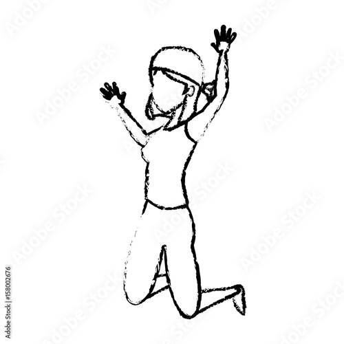 excited woman funny cheerful character image vector illustration