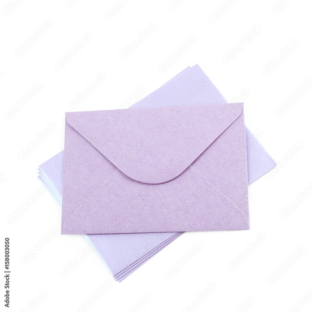 Pile of paper envelopes isolated