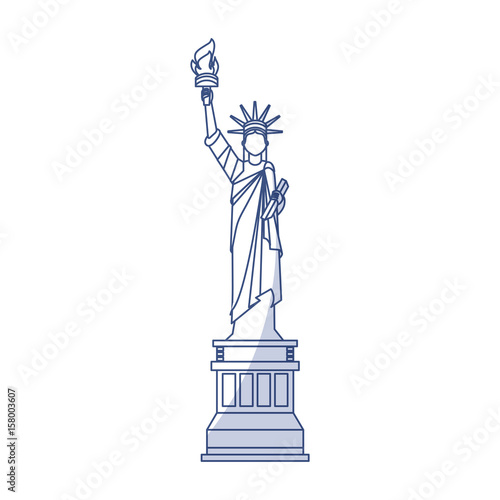 shadow blue statue of liberty cartoon vector graphic design