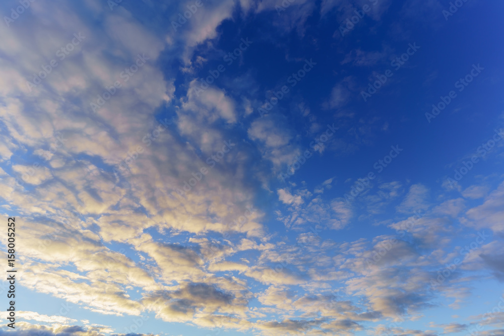 Beautiful white clouds and blue sky in twilight background