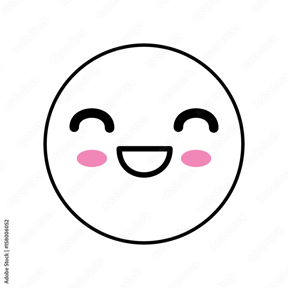Cute kawaii emoticon icon vector illustration graphic design